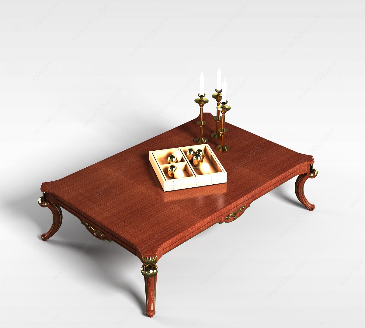 实木烛台桌3D模型