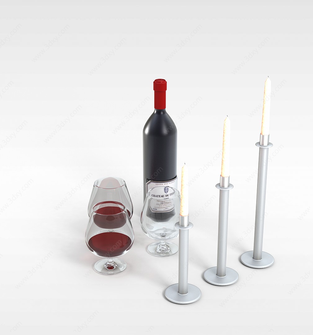红酒3D模型