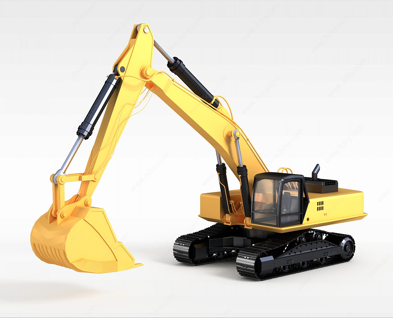 黄色挖掘机3D模型