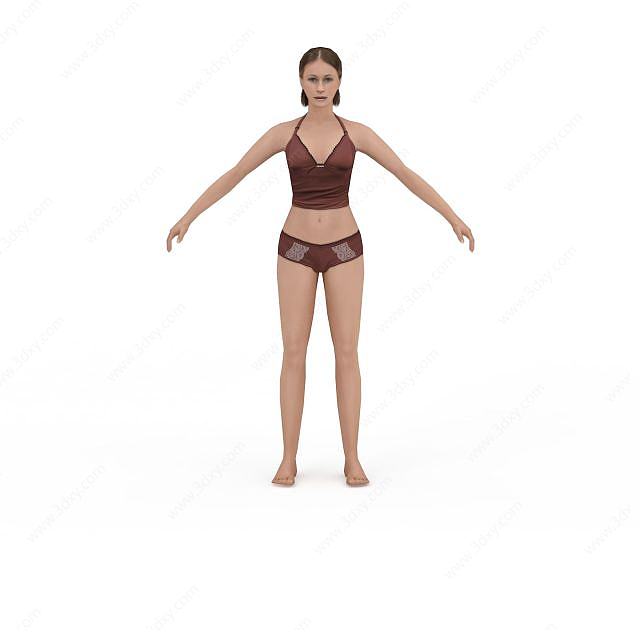 现代泳装女子3D模型