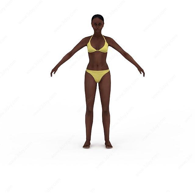 黑人比基尼女子3D模型
