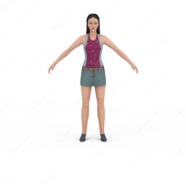 夏装短裙女孩3D模型
