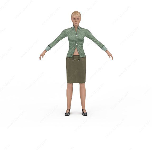商务休闲装女人3D模型