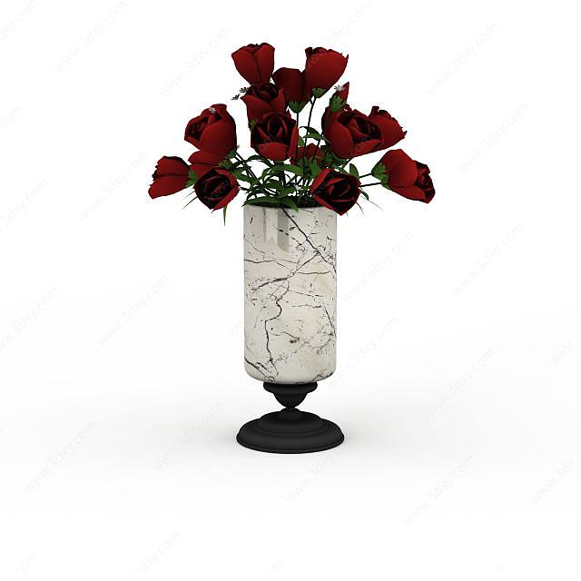 玫瑰花瓶3D模型