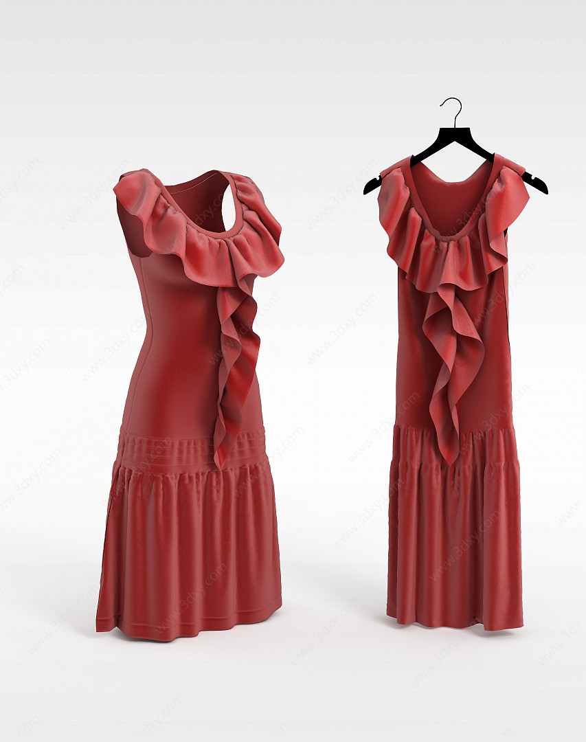 红色裙子3D模型