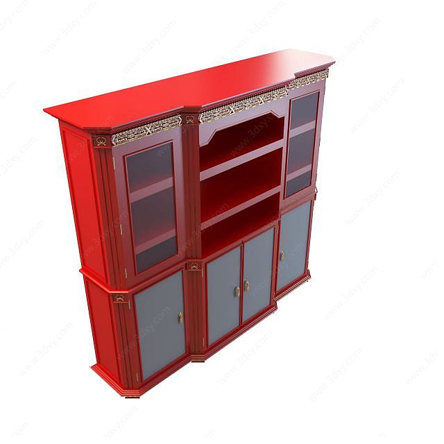 红色酒柜3D模型