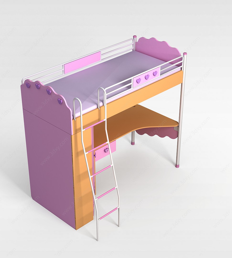 粉色学生床3D模型