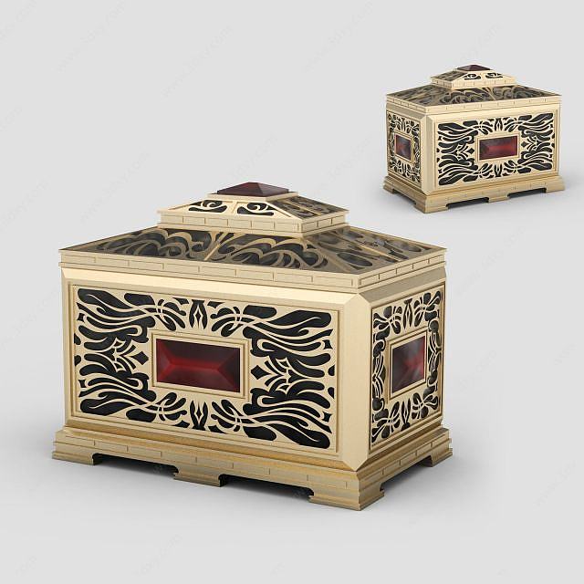 纯铜雕花首饰盒3D模型