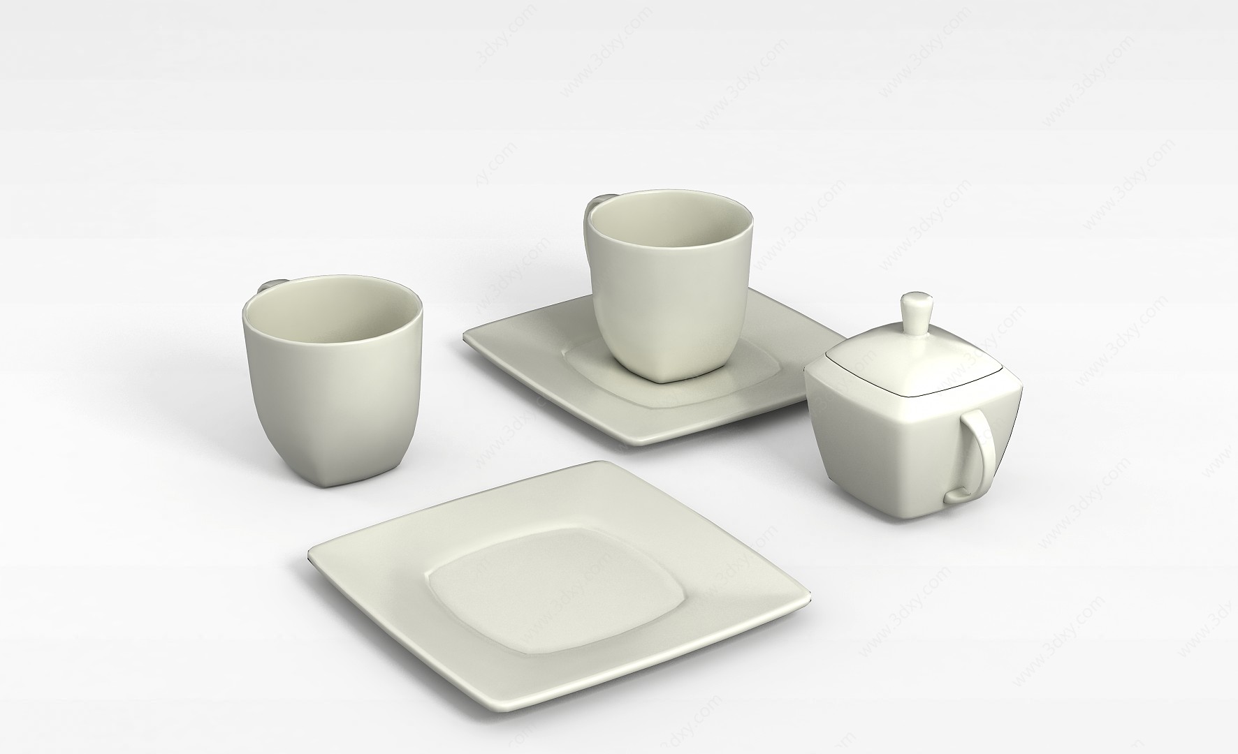 陶瓷杯子组合3D模型