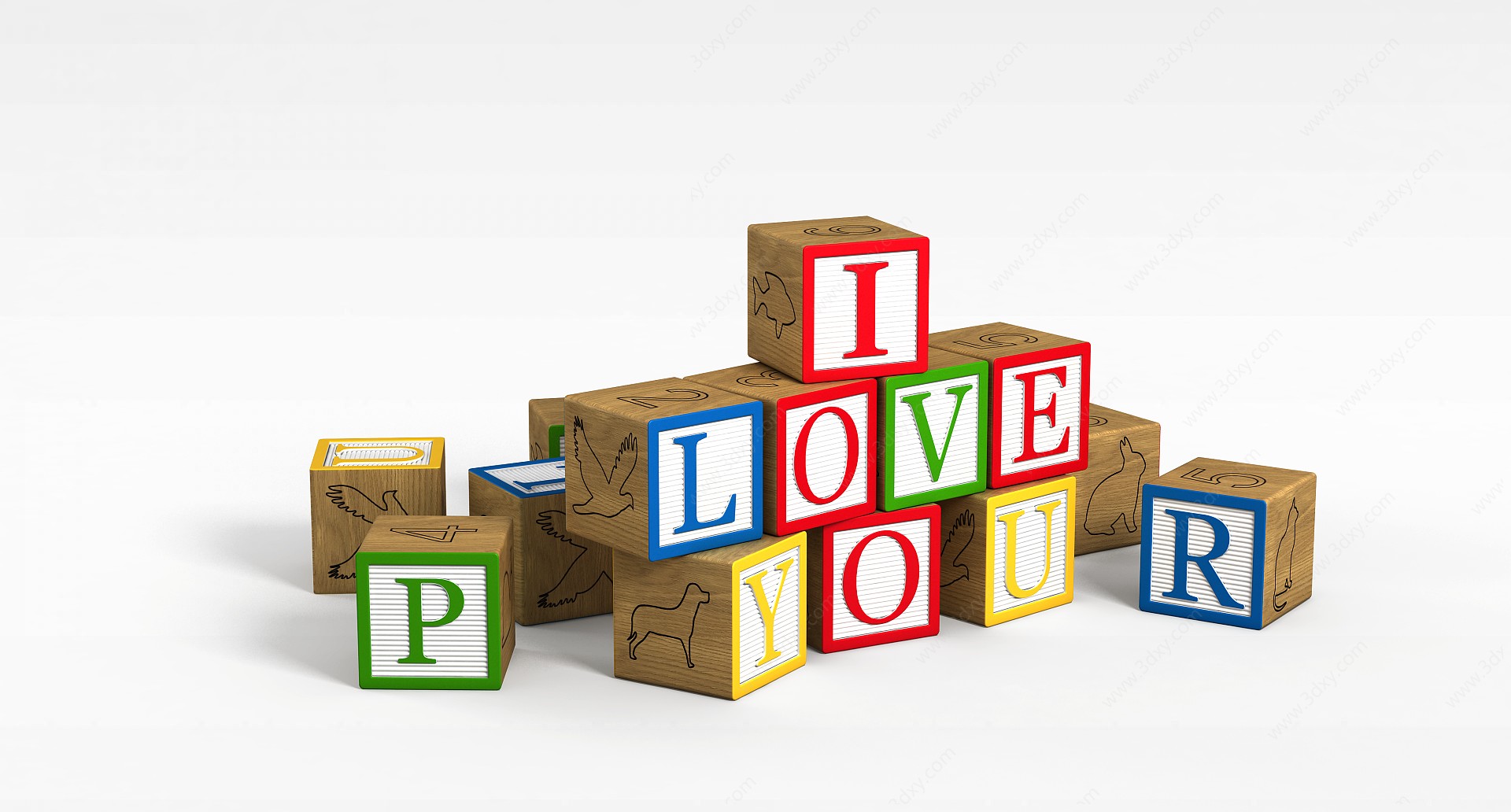 爱心字母盒3D模型
