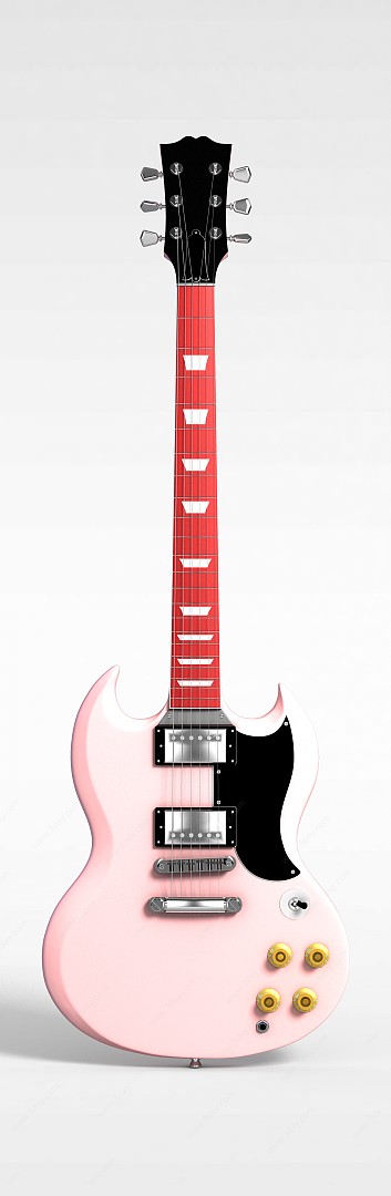 粉色吉他3D模型