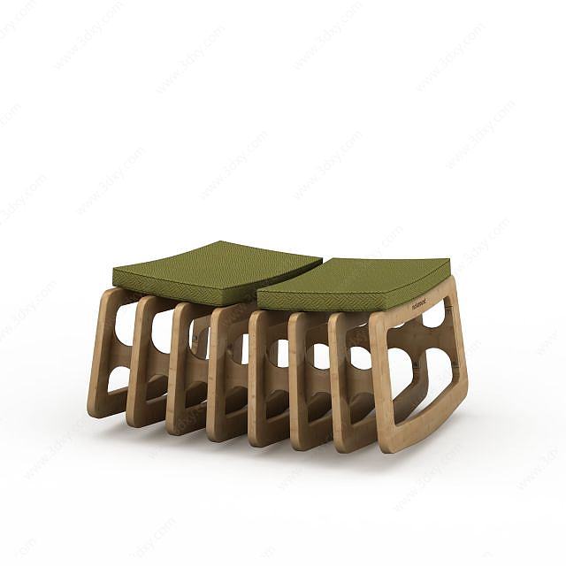 简约木凳3D模型
