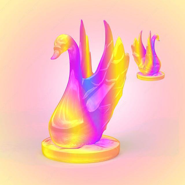 彩色天鹅花灯3D模型