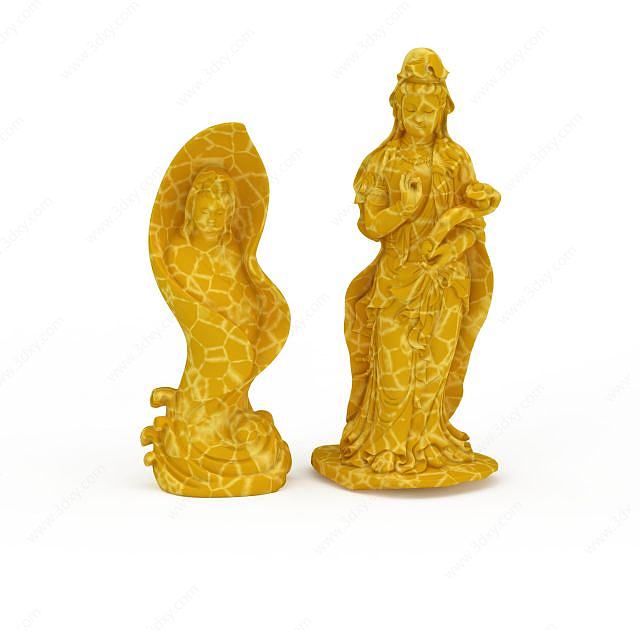 金色菩萨佛像3D模型