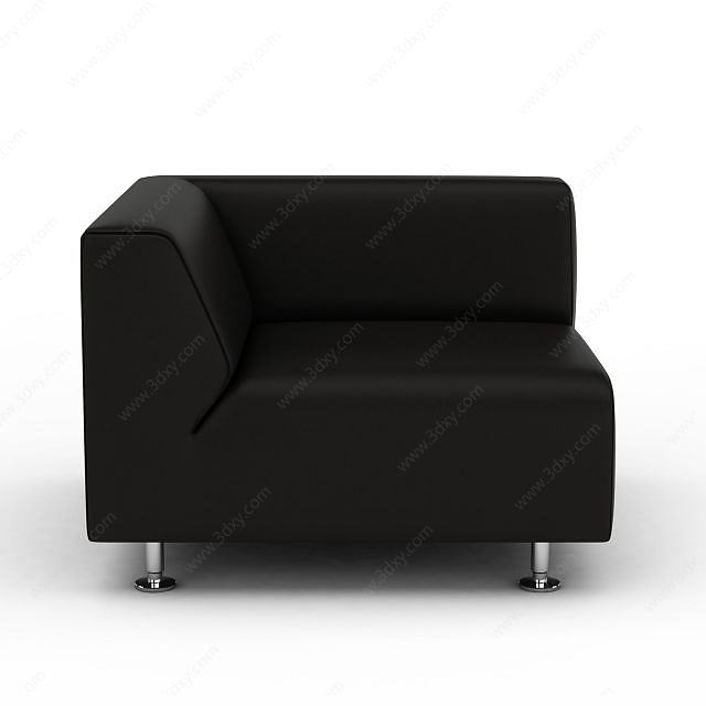 黑色纯皮沙发3D模型