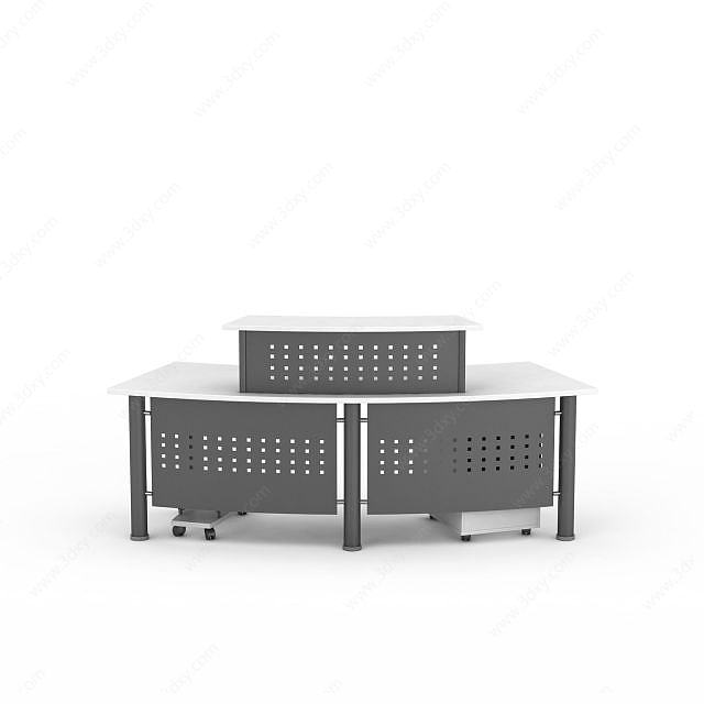 白色前台接待桌3D模型
