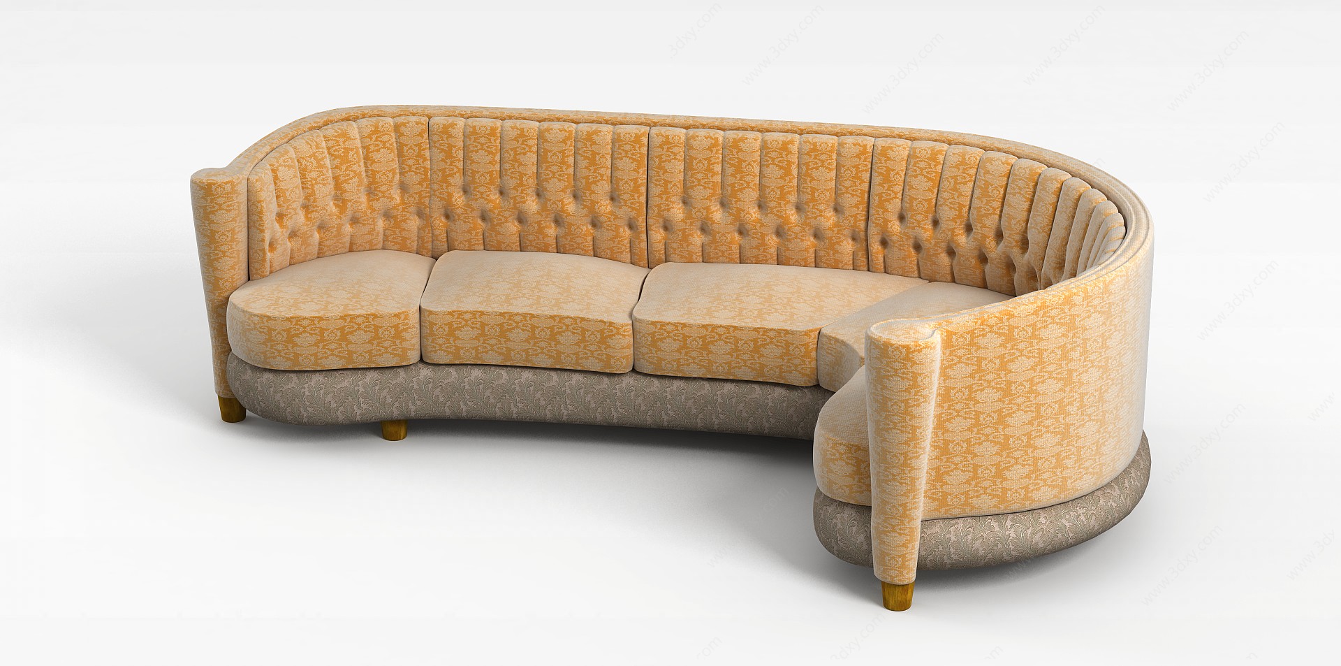 黄色布艺沙发3D模型