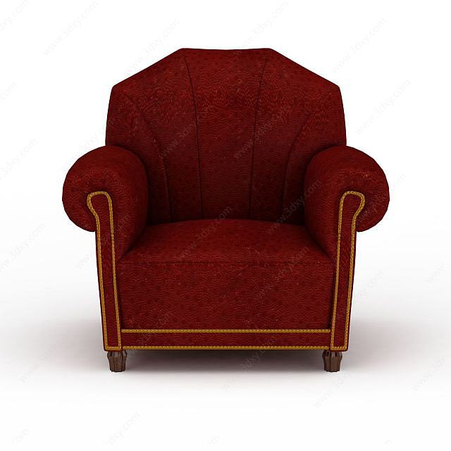 高贵红色沙发3D模型