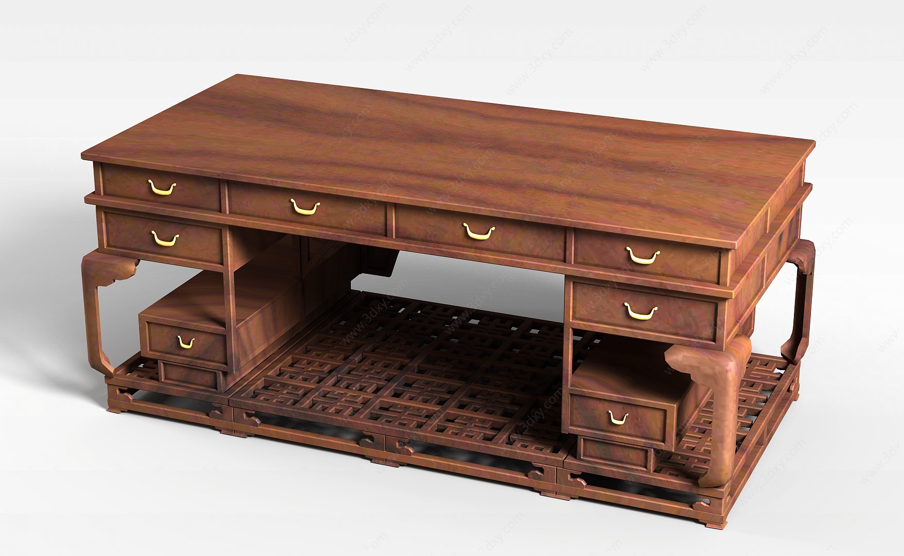 实木书桌3D模型