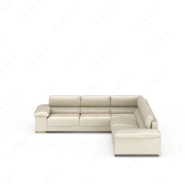 白色转角沙发3D模型