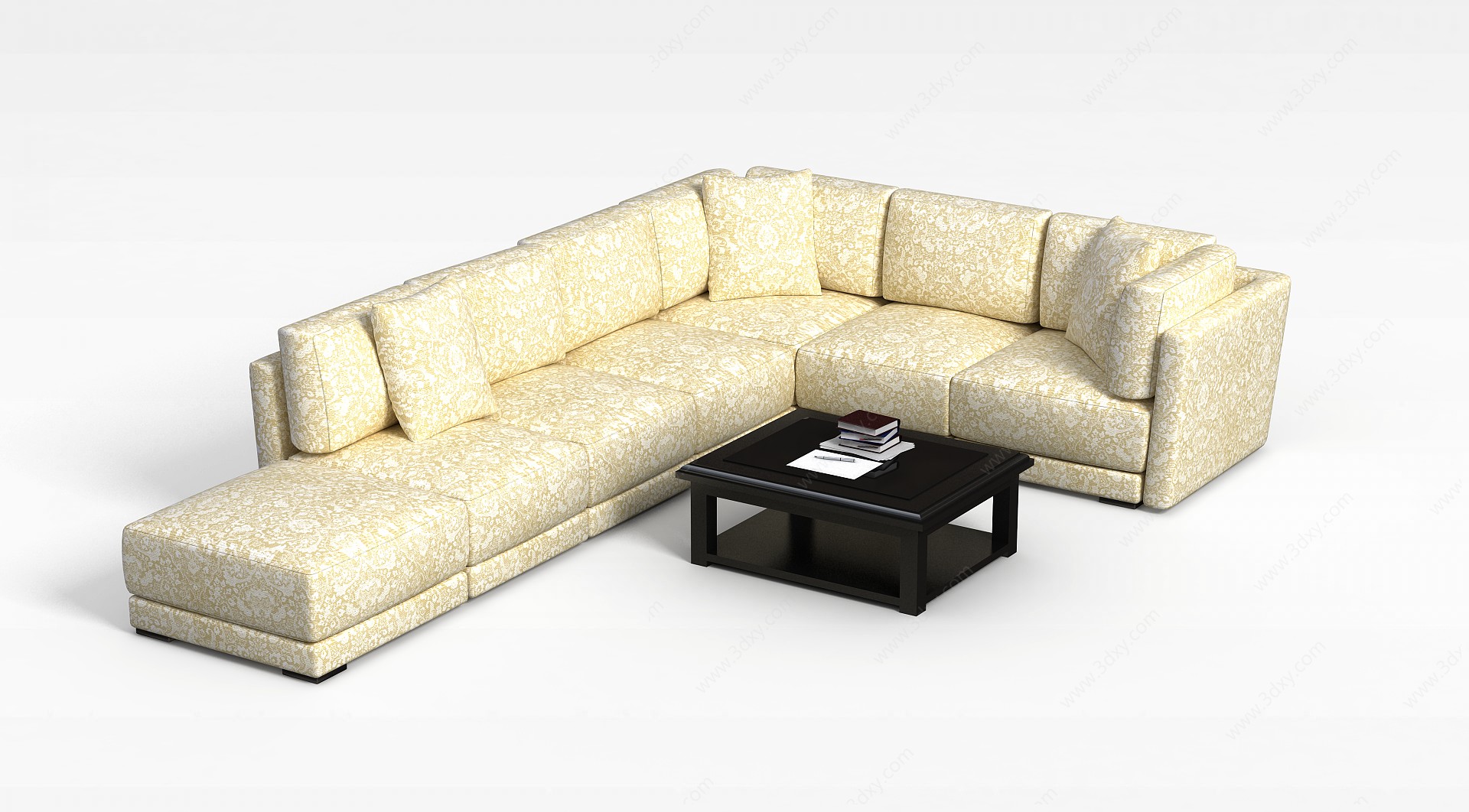 米色转角沙发组合3D模型