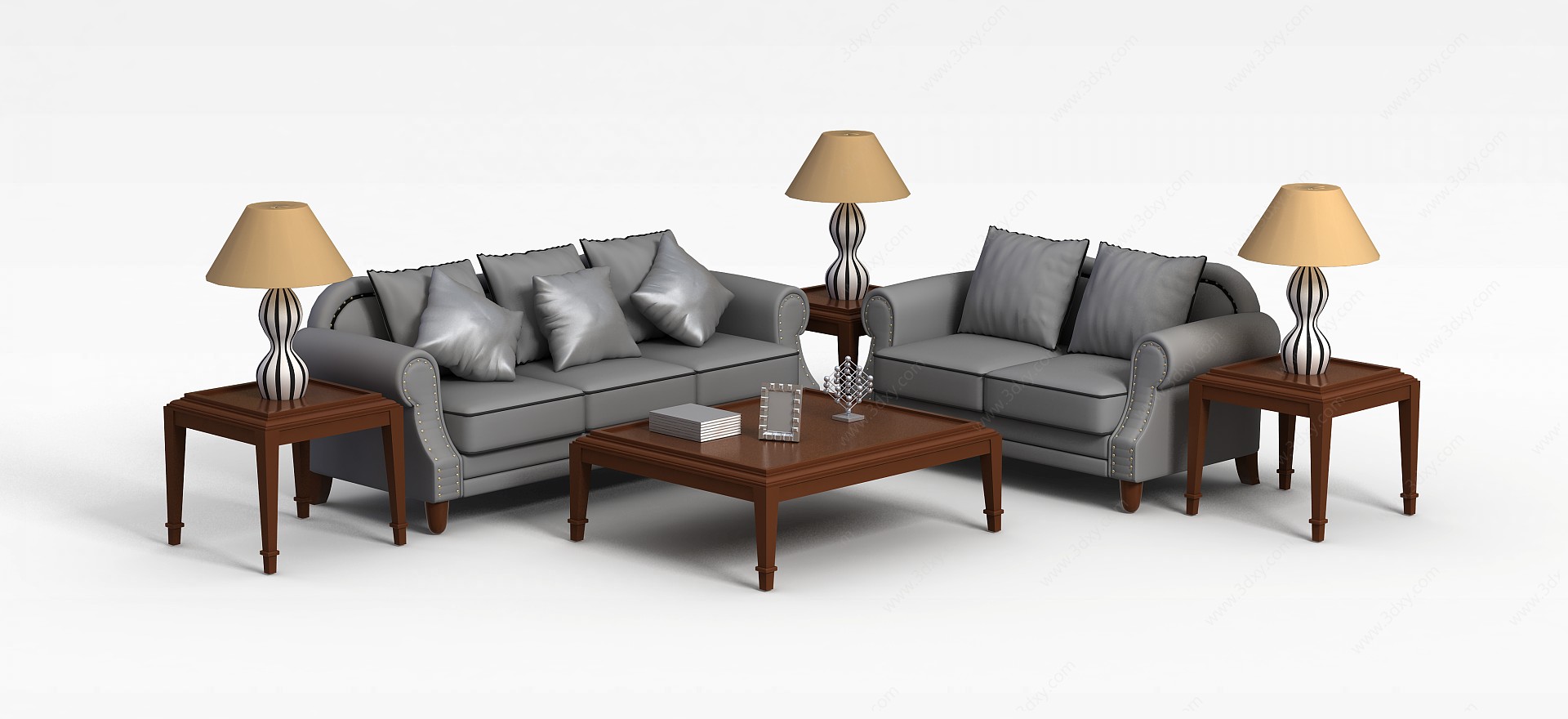 现代灰色沙发组合3D模型