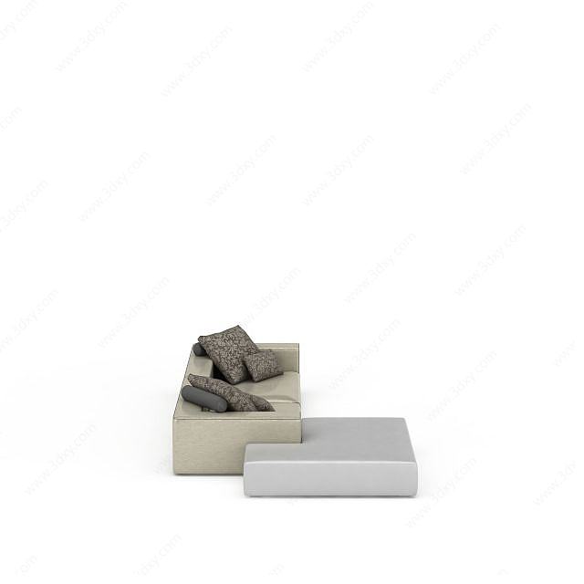 现代皮质沙发3D模型