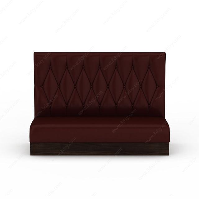 褐色真皮沙发3D模型