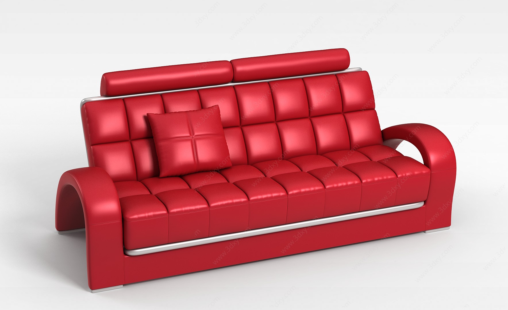 红色三人椅3D模型