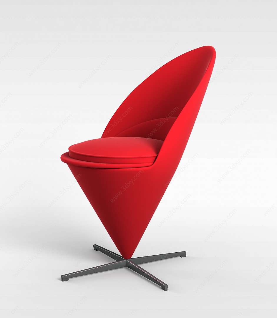 红色布艺异形椅3D模型
