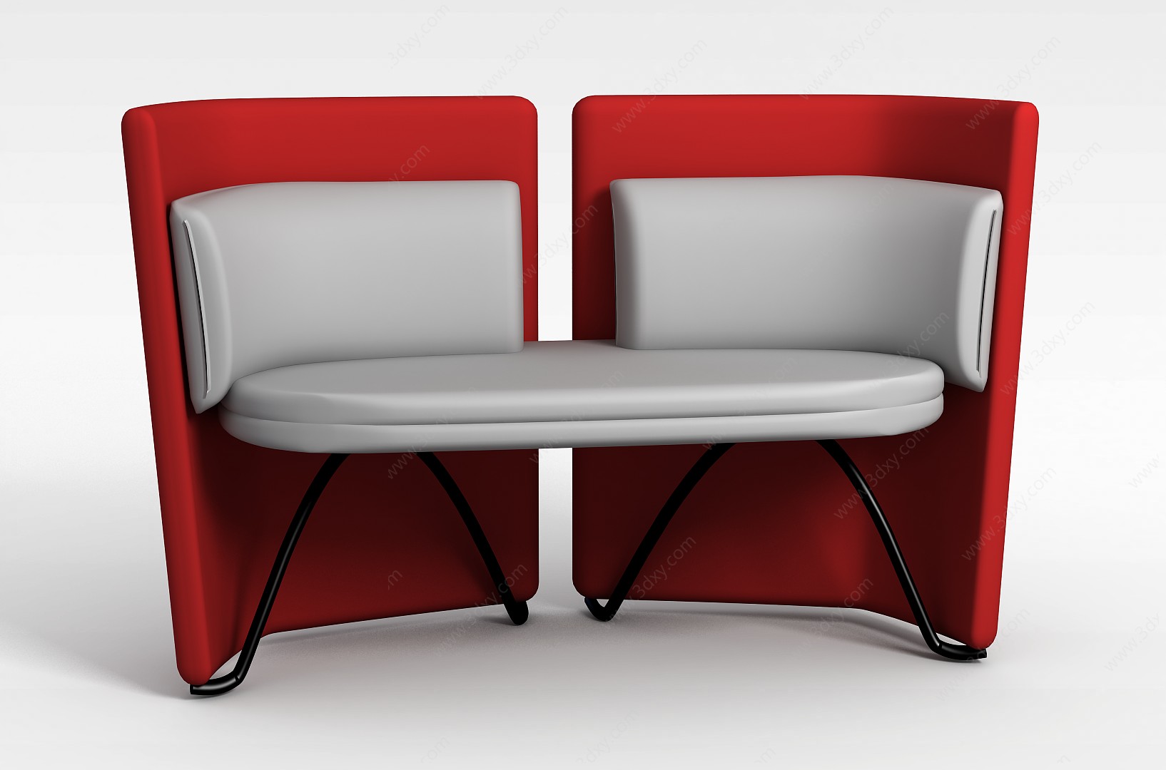红色双人休闲椅3D模型