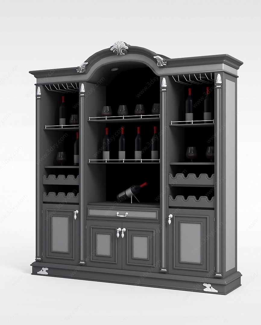 欧式灰色酒柜3D模型