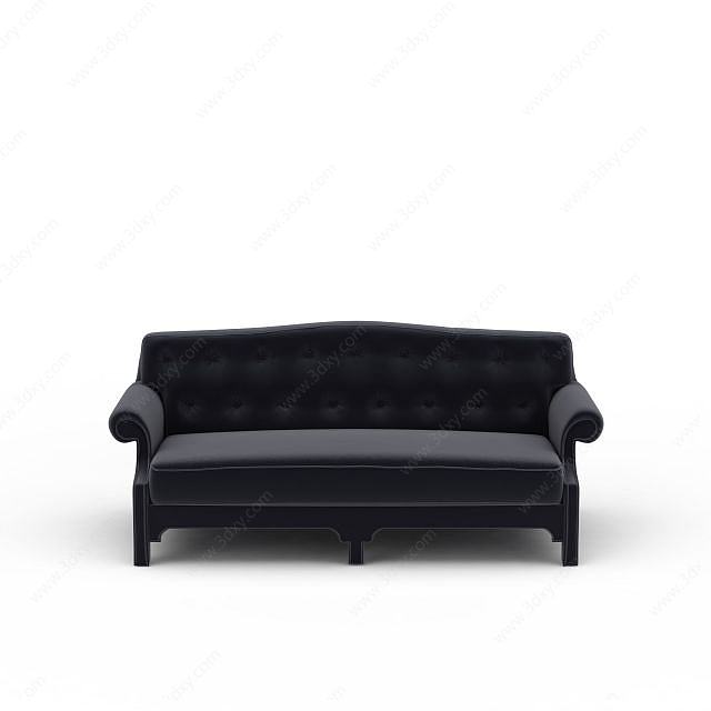 黑色皮质沙发3D模型