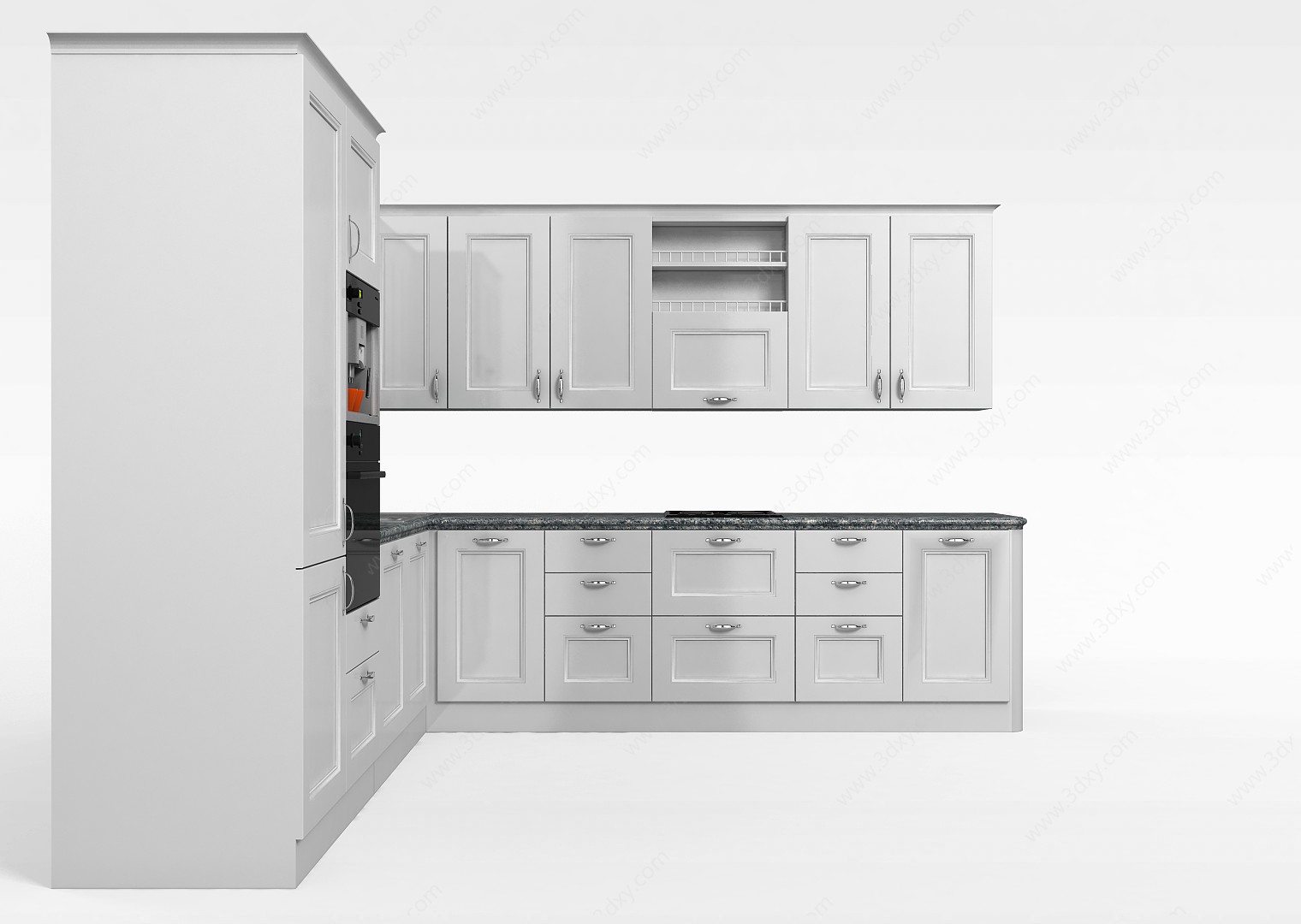 白色木质橱柜3D模型
