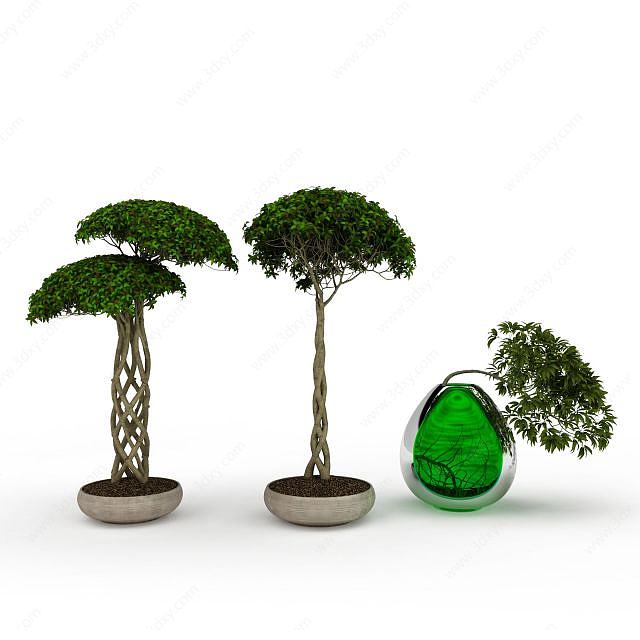 园林盆景3D模型