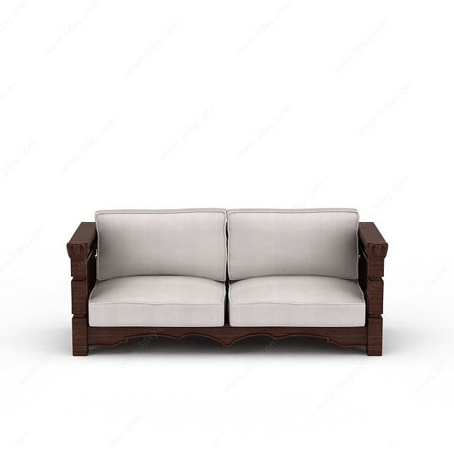 白色双人沙发3D模型