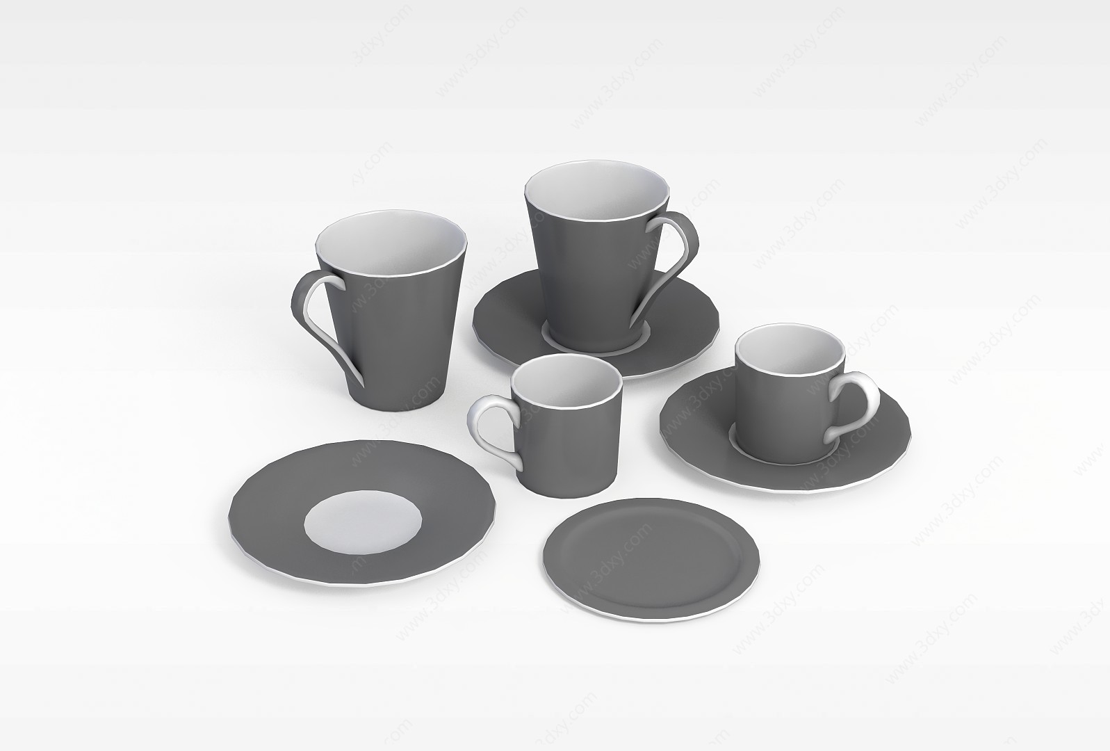 灰色陶瓷杯具3D模型