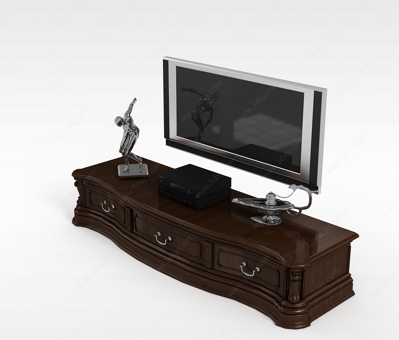 褐色木质电视柜3D模型