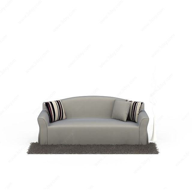 灰色多人沙发3D模型