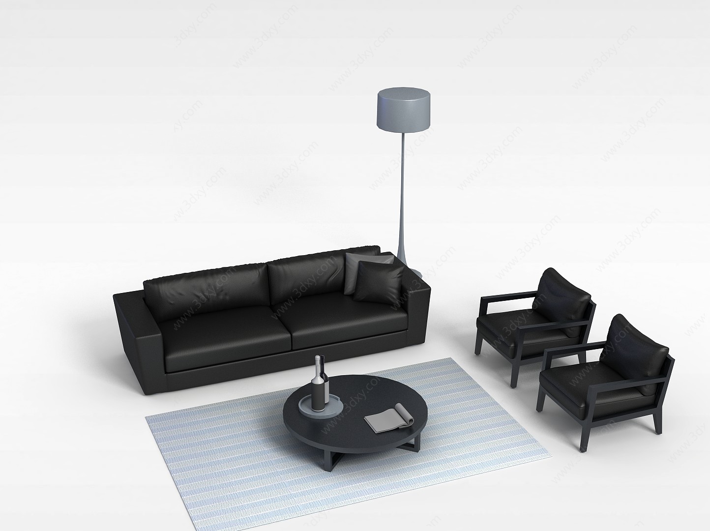 黑色沙发组合3D模型