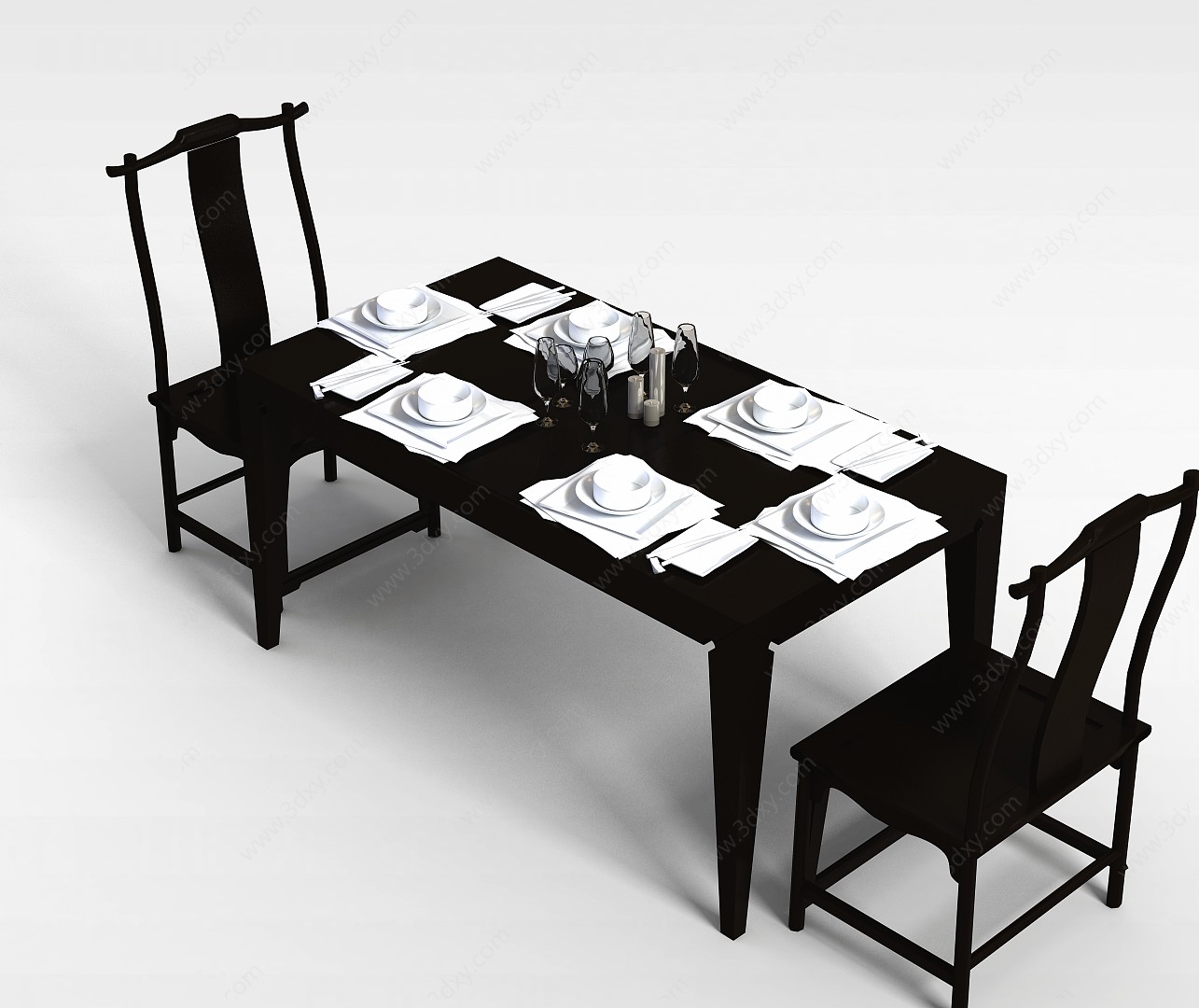 复古桌椅组合3D模型