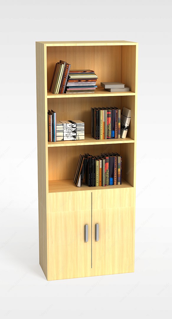 黄色木质书柜3D模型