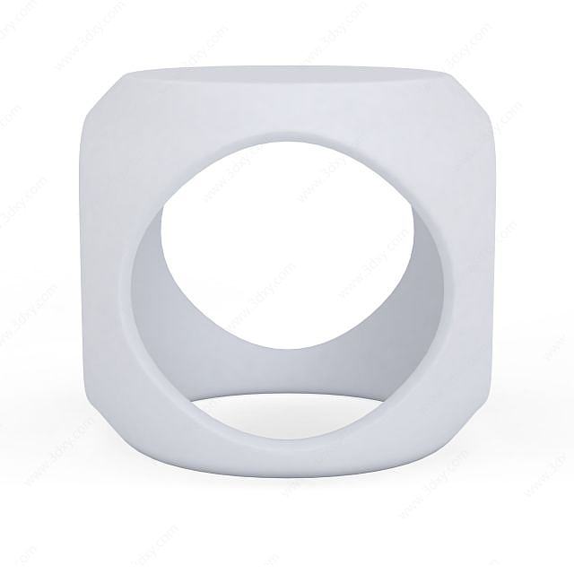 白色椭圆洞凳3D模型