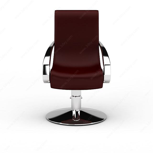 酒红色简约办公椅3D模型