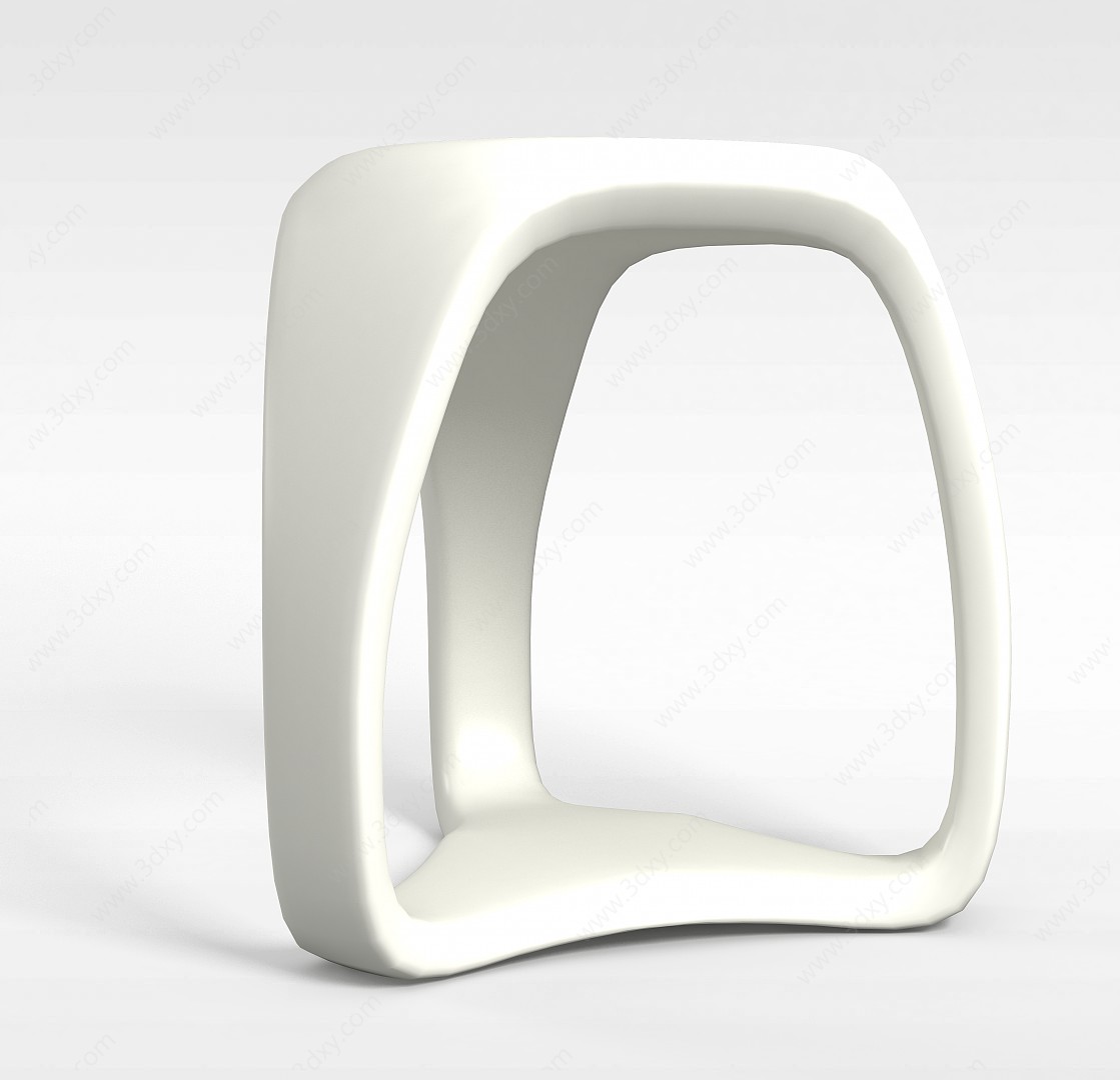 白色简约矮椅3D模型