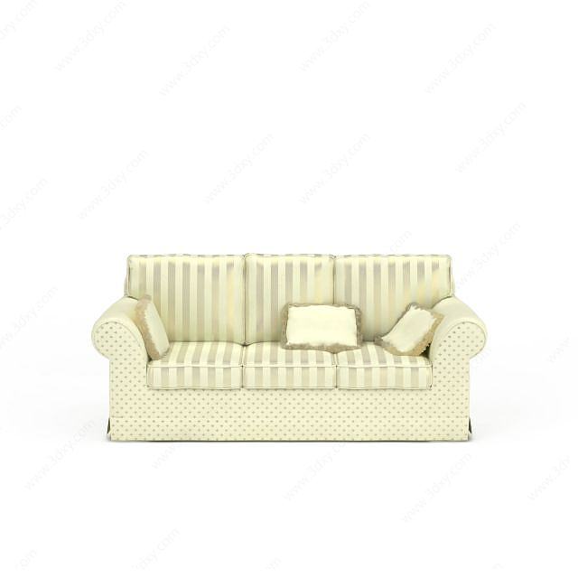 条纹清新小户型沙发3D模型