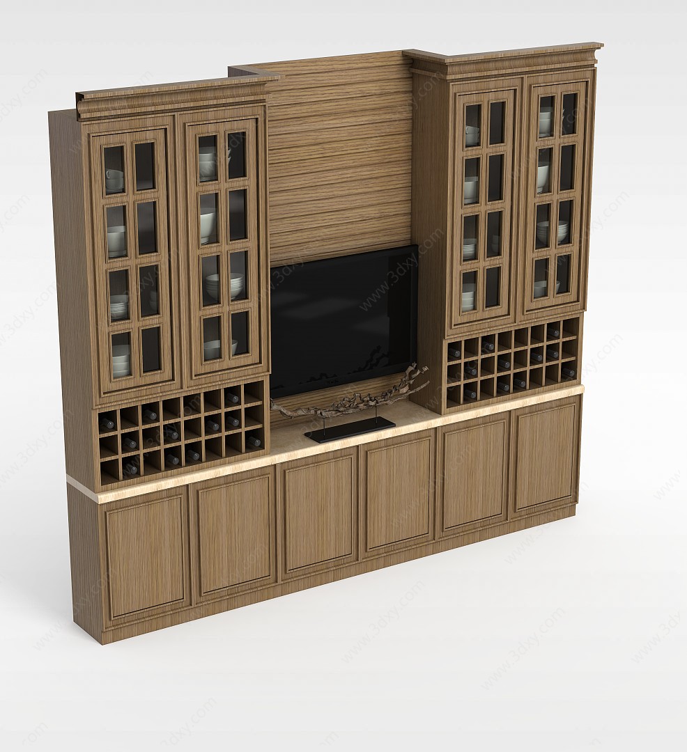 镂空实木橱柜3D模型
