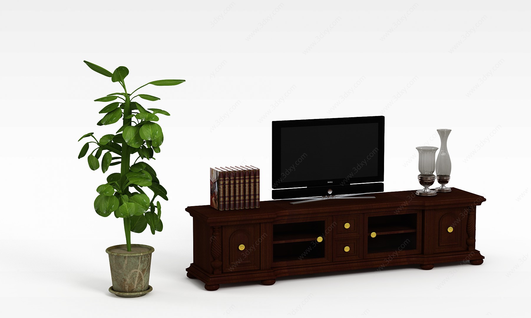 中式木质电视柜3D模型