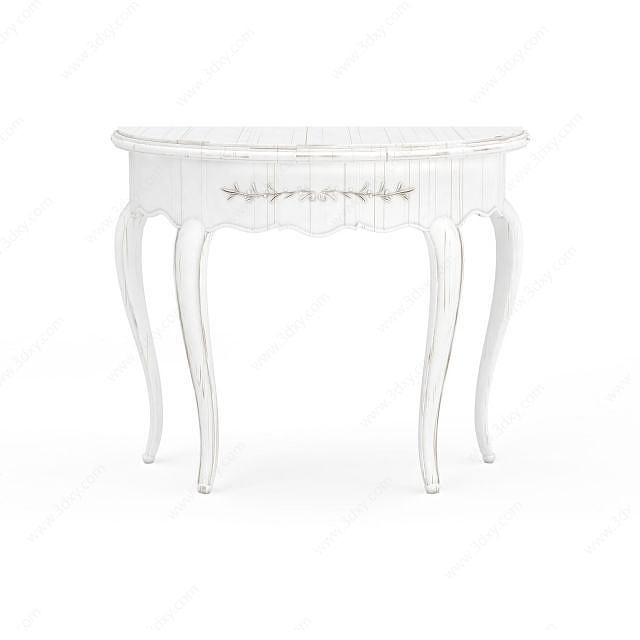 欧式白色凳子3D模型