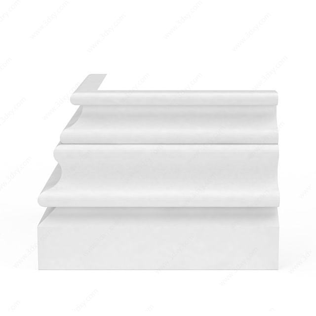 白色层叠建筑构件3D模型